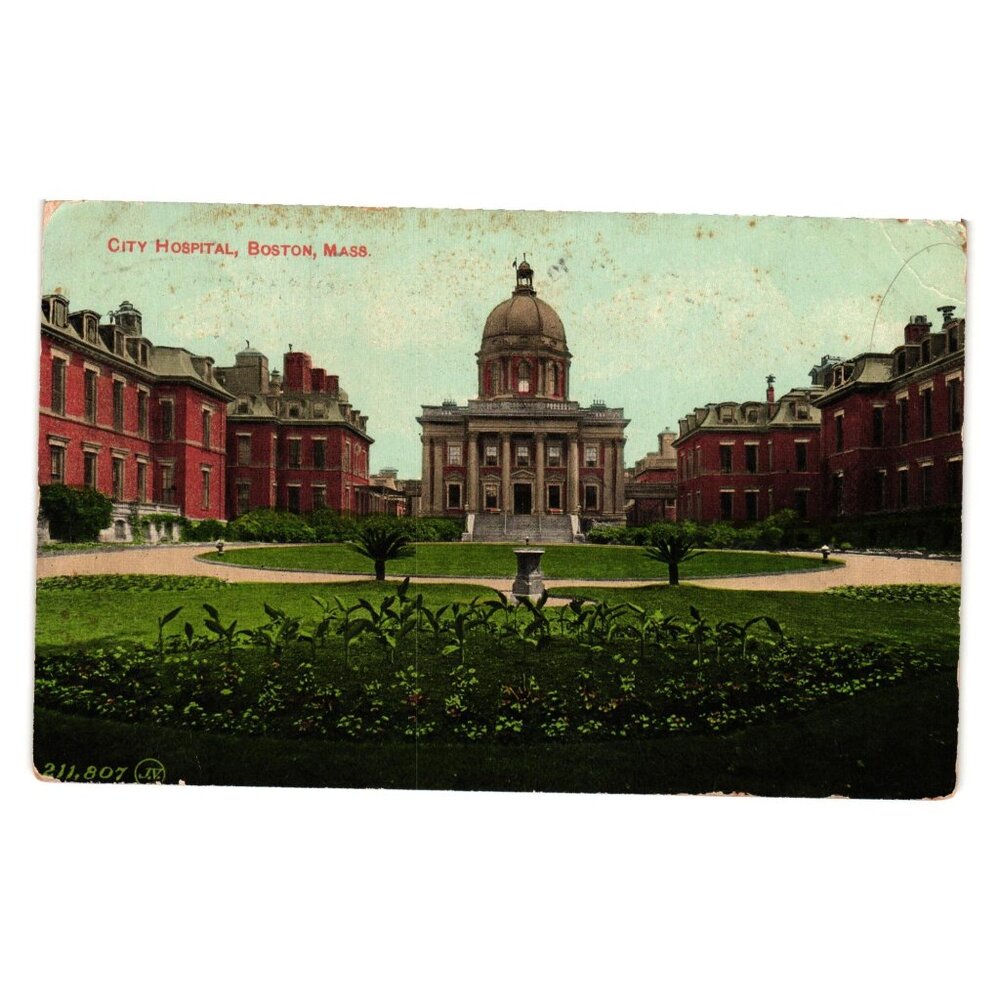 City Hospital Boston Massachusetts Vintage Postcard Valentine Sons Publishing Co